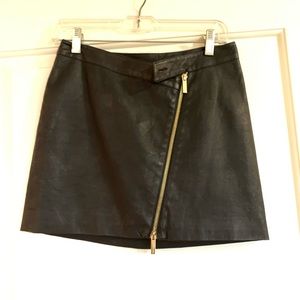 Black leather mini skirt